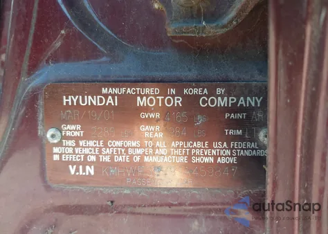 2001 Hyundai Sonata Gls/Gls W/Leather z USA, uszkodzony, nr VIN KMHWF35V81A459847